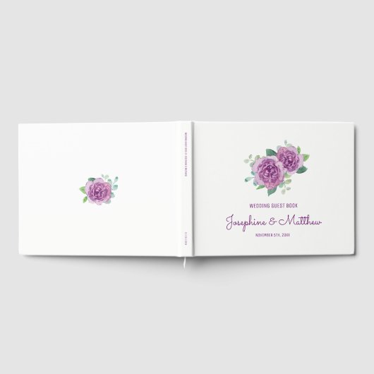 Lila Rose Hochzeit Gästebuch (Voll)