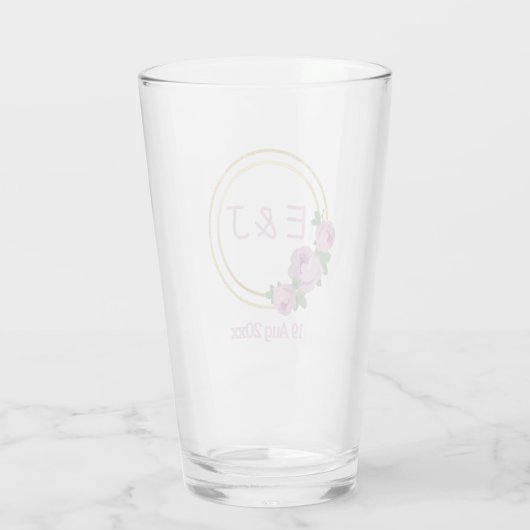 Lila Rose Hochzeit Glas (Rückseite)