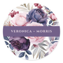 Lila Rose Hochzeit mit floralen Aquarellen