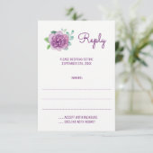 Lila Rose Hochzeitkarten für Wasserfarben RSVP Karte (Stehend Vorderseite)