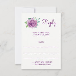 Lila Rose Hochzeitkarten für Wasserfarben RSVP Karte