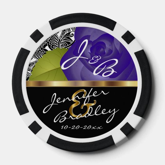 Lila Rose Hochzeitsdesign für Braut und Bräutigam Pokerchips (Rückseite)