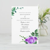 Lila Rose Hochzeitseinladung. Blumenladen Einladung (Stehend Vorderseite)