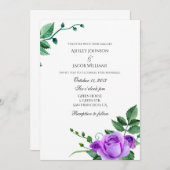 Lila Rose Hochzeitseinladung. Blumenladen Einladung (Vorne/Hinten)