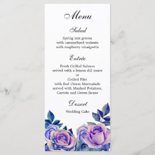 Lila Rose Hochzeitsmenü Party Menükarte