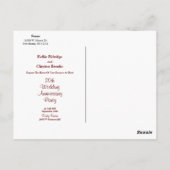 Lila Rose Hochzeitstag Party Einladung Postkarte (Rückseite)