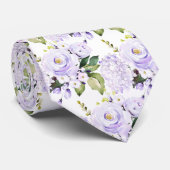 Lila Rose Hydrangeas Neck Tie Krawatte (Gerollt)