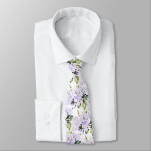 Lila Rose Hydrangeas Neck Tie Krawatte