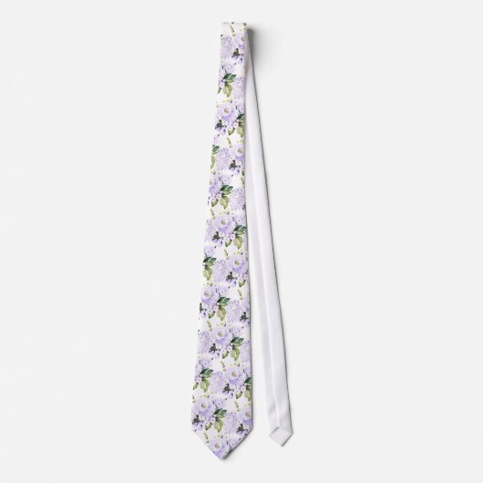Lila Rose Hydrangeas Neck Tie Krawatte (Vorderseite)