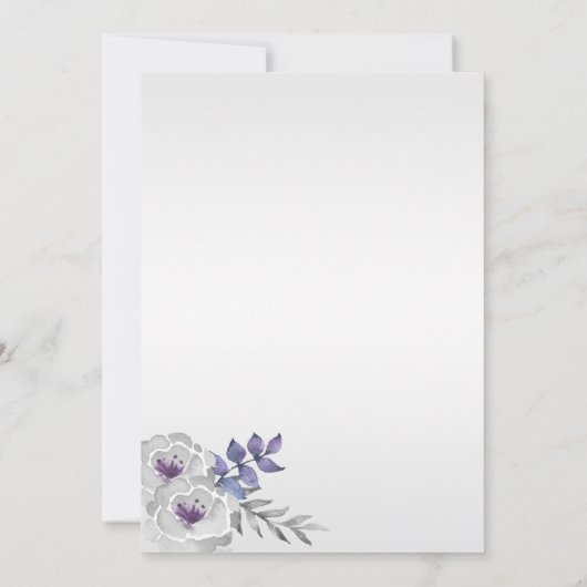 Lila Rose in Silber, Grau Einladung (Rückseite)