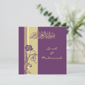 Lila Rose Islamische Hochzeit Einladung Katb Kitab (Stehend Vorderseite)