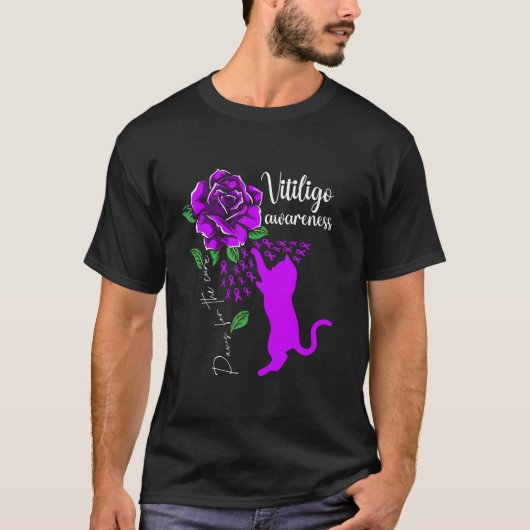 Lila Rose Katzenpaws für die Heilung Vitiligo Awar T-Shirt (Vorderseite)