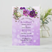 Lila Rose Lavender Floral Hochzeit Einladungen (Stehend Vorderseite)
