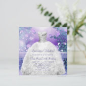 Lila Rose Lavender Lila Quinceanera Einladung (Stehend Vorderseite)