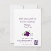 Lila Rose Liebe & Dank Foto QR Code Hochzeit Dankeskarte (Rückseite)