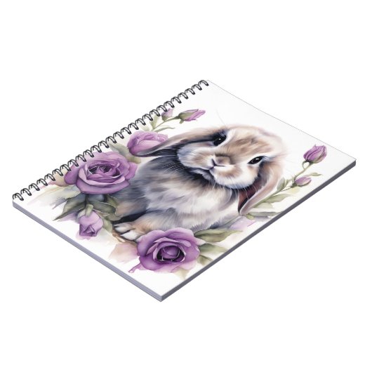 Lila Rose Love Bunny Rabbit Notizblock (Linke Seite)
