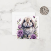 Lila Rose Love Oared Bunny Rabbit Mitteilungskarte (Vorderseite/Rückseite Beispiel)