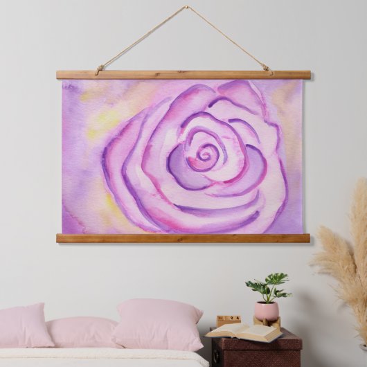 Lila Rose Mauer Kunstband Wandteppich Mit Holzrahmen (Schlafzimmer)