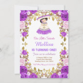 Lila Rose Mexikanisches Blumenmädchen Fiesta Gebur Einladung (Vorderseite)