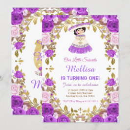 Lila Rose Mexikanisches Blumenmädchen Fiesta Gebur Einladung