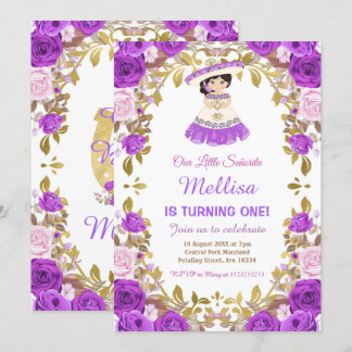 Lila Rose Mexikanisches Blumenmädchen Fiesta Gebur Einladung