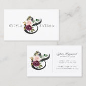 Lila Rose mit Blumen Eleganter Ampersand Visitenkarte (Vorne/Hinten)