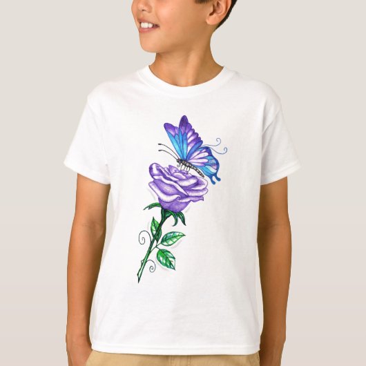 Lila Rose mit Butterfly T-Shirt (Vorderseite)