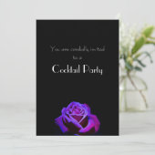 Lila Rose mit Droplets auf Black Cocktail Party Einladung (Stehend Vorderseite)