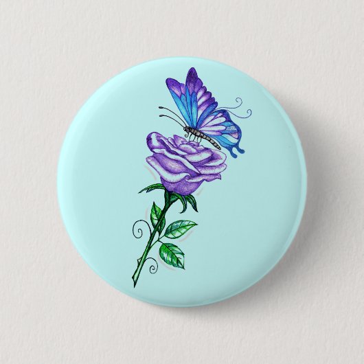 Lila Rose mit Schmetterling Button (Vorderseite)