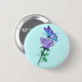 Lila Rose mit Schmetterling Button (Vorne & Hinten)