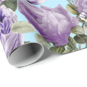 lila Rose mit Schmetterlingsmuster Geschenkpapier (Rolleneckpunkt)