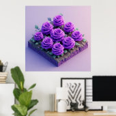 Lila Rose mit Wassertropfen Poster (Heimbüro)