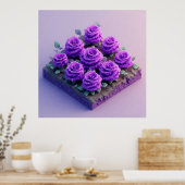 Lila Rose mit Wassertropfen Poster (Küche)