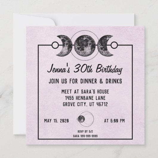 Lila Rose & Mondfantasie Einladungen zum Geburtsta (Vorderseite)