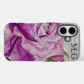 Lila Rose Monogramm aus rustikalem Holz Case-Mate iPhone Hülle (Rückseite (Horizontal))