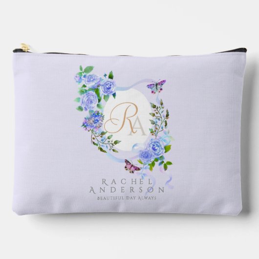 Lila Rose-Multigram-Druckknopfbeutel Zubehörtasche (Vorderseite)