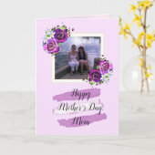 Lila Rose Muttermütter Foto Mütter Tag Karte (Gelbe Blume)
