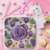 Lila Rose Papier Teller mit Imitate Gold Trimm (Party)