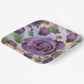 Lila Rose Papier Teller mit Imitate Gold Trimm (Gewinkelt)