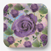 Lila Rose Papier Teller mit Imitate Gold Trimm (Vorderseite)