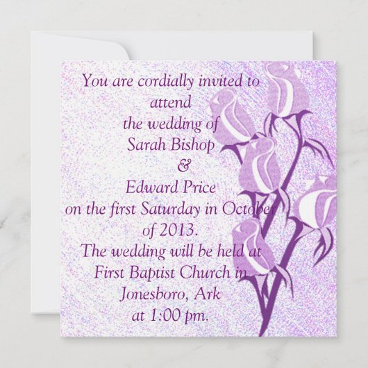 Lila Rose Personalisiert Hochzeitseinladungen Einladung (Vorderseite)