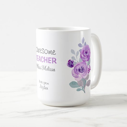 Lila Rose Phantastisch Lehrer Geschenk Bester Lehr Kaffeetasse (VorderseiteRechts)