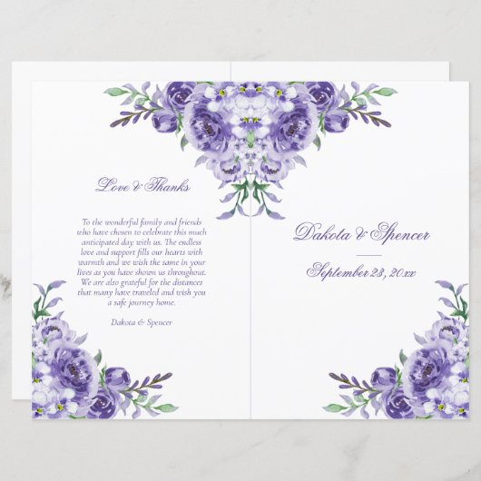 Lila Rose | Programm für Elegante Blumenzeremonie (Vorne/Hinten)