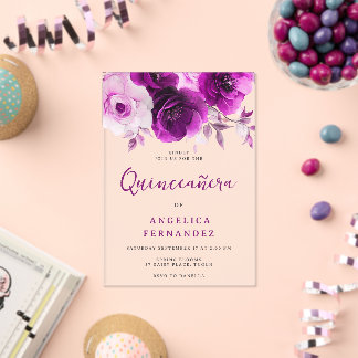 Lila Rose Quinceanera Party Acryleinladungen