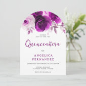 Lila Rose Quinceanera Party Arch Einladung (Stehend Vorderseite)