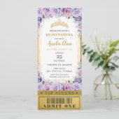 Lila Rose Quinceañera Sweet 16 VIP Ticket Einladung (Stehend Vorderseite)