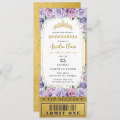 Lila Rose Quinceañera Sweet 16 VIP Ticket Einladung (Vorne/Hinten)
