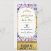 Lila Rose Quinceañera Sweet 16 VIP Ticket Einladung (Vorderseite)