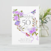 Lila Rose Ribbon Geburtstag Feiertagskarte (Stehend Vorderseite)