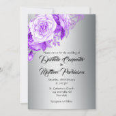 Lila Rose Romance Silver Wedding Einladung (Vorderseite)